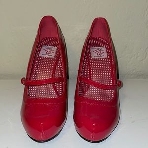 Red pin up styled heels